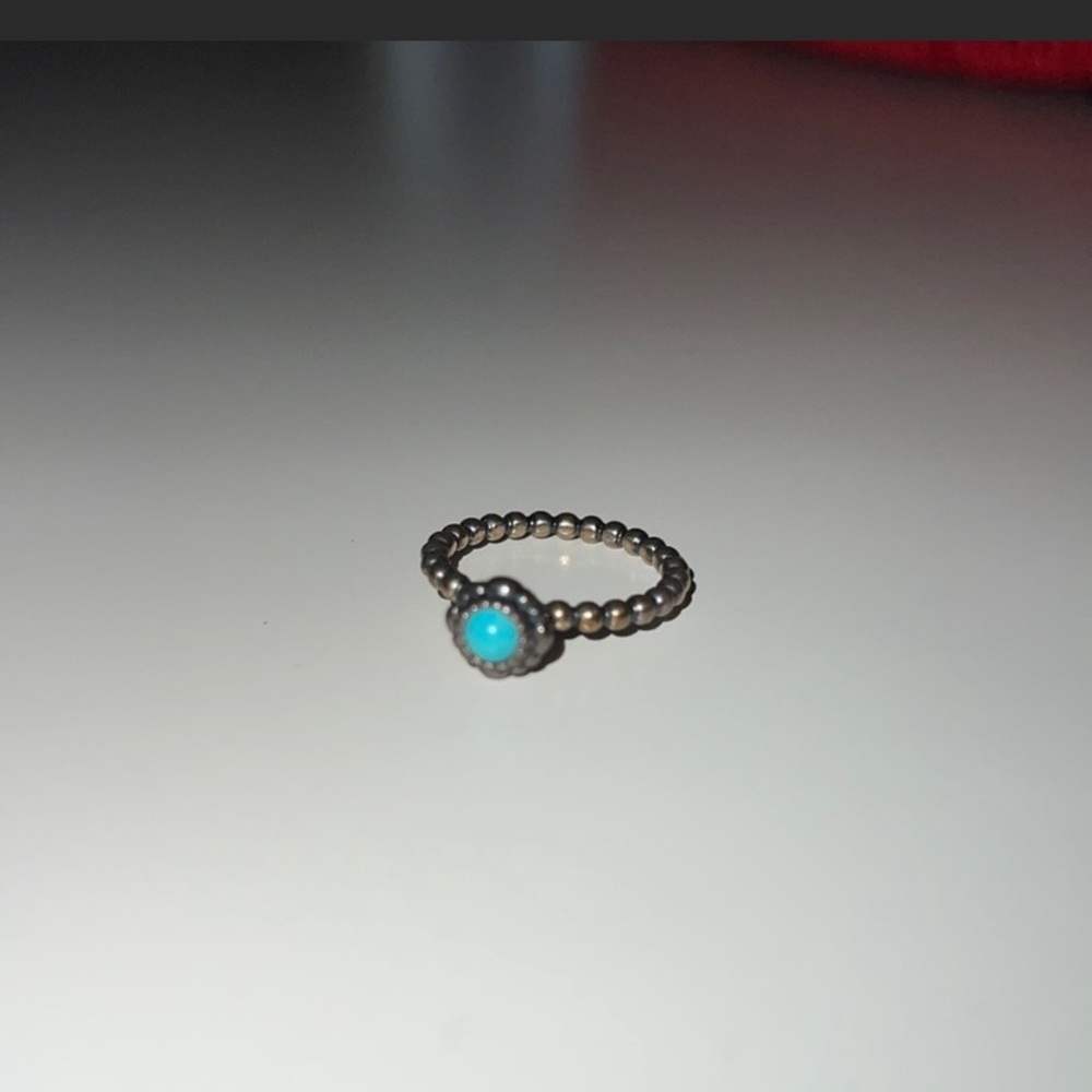 Pandora December Birthday Bloom Turquoise Stone Ring - Size 6